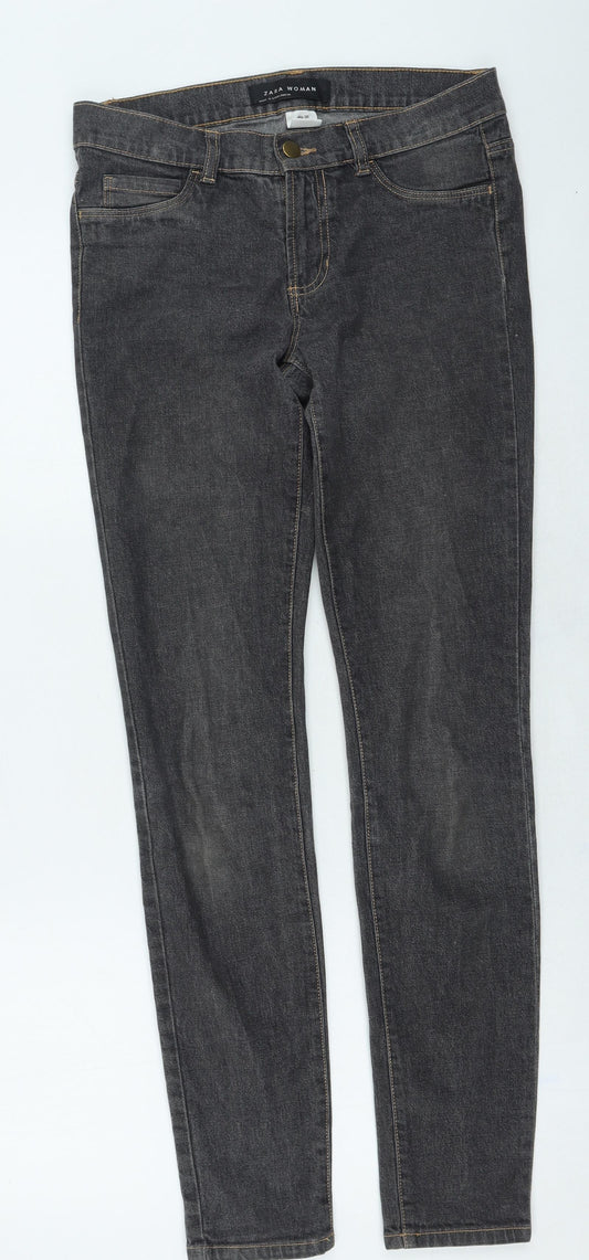 Zara Womens Grey Cotton Skinny Jeans Size 8 L30 in Regular