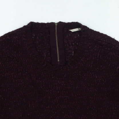 TU Womens Purple Round Neck Polyester Pullover Jumper Size 12