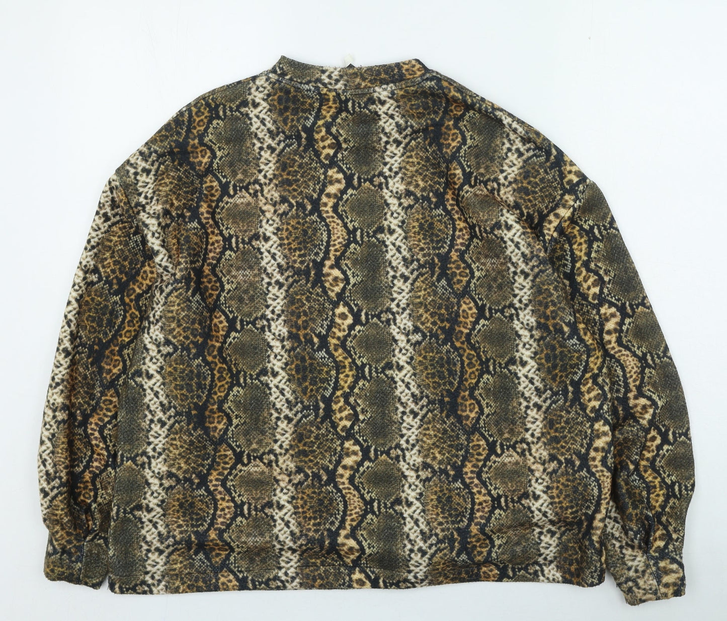 George Womens Brown Round Neck Animal Print Polyester Pullover Jumper Size S - Snake