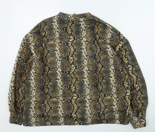George Womens Brown Round Neck Animal Print Polyester Pullover Jumper Size S - Snake