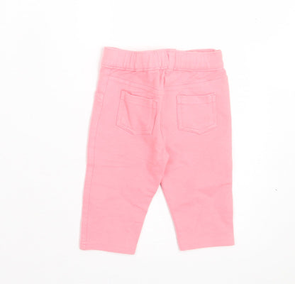 George Girls Pink Cotton Capri Trousers Size 3-6 Months Button