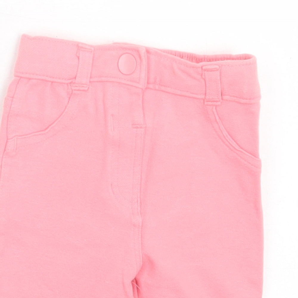 George Girls Pink Cotton Capri Trousers Size 3-6 Months Button