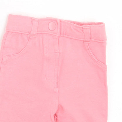 George Girls Pink Cotton Capri Trousers Size 3-6 Months Button