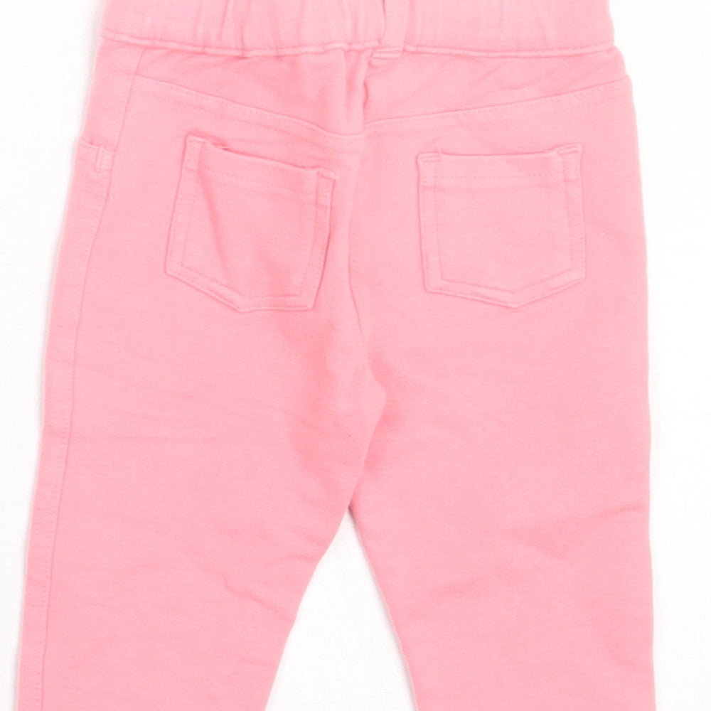 George Girls Pink Cotton Capri Trousers Size 3-6 Months Button