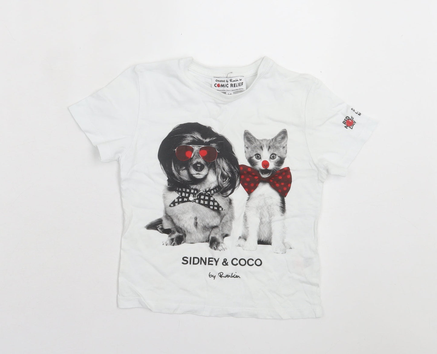 Rankin Girls White Cotton Basic T-Shirt Size 3-4 Years Crew Neck Pullover - Comic Relief