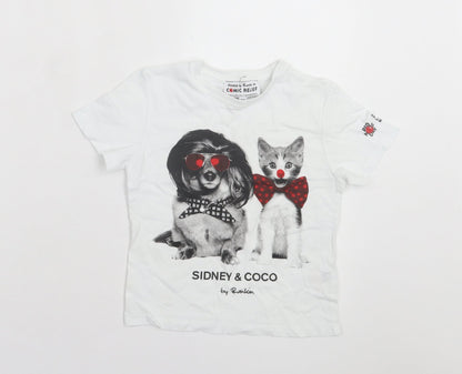 Rankin Girls White Cotton Basic T-Shirt Size 3-4 Years Crew Neck Pullover - Comic Relief