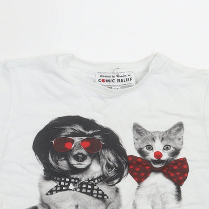 Rankin Girls White Cotton Basic T-Shirt Size 3-4 Years Crew Neck Pullover - Comic Relief