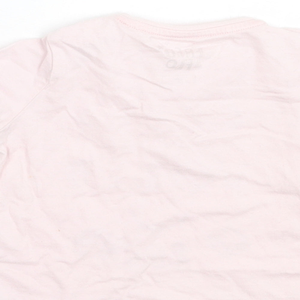 F&F Girls Pink Cotton Basic T-Shirt Size 6-9 Months Crew Neck Button