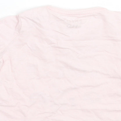 F&F Girls Pink Cotton Basic T-Shirt Size 6-9 Months Crew Neck Button