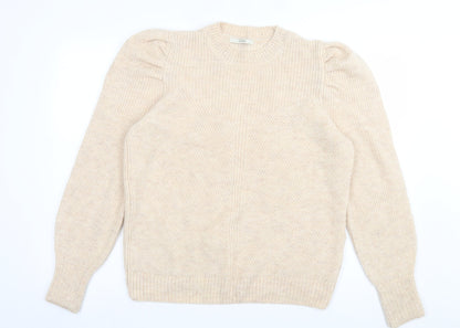 George Womens Beige High Neck Acrylic Pullover Jumper Size L