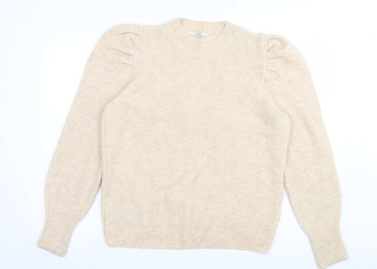 George Womens Beige High Neck Acrylic Pullover Jumper Size L