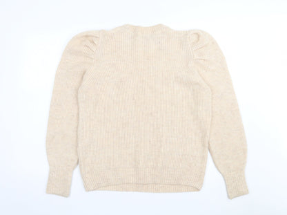 George Womens Beige High Neck Acrylic Pullover Jumper Size L