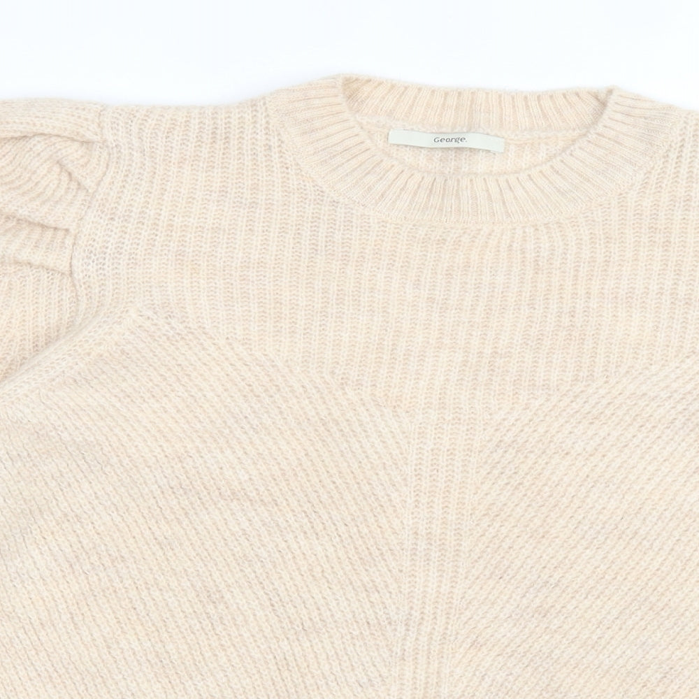 George Womens Beige High Neck Acrylic Pullover Jumper Size L