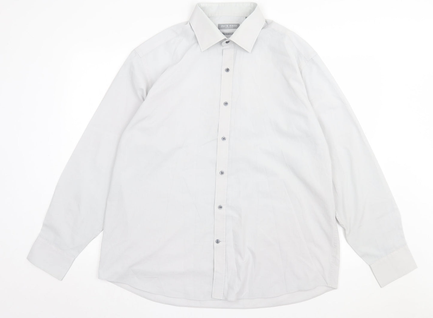 Mens UK Size 17 Jack Reid Grey  Button-Up Long Sleeve Casual Shirt
