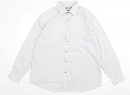 Mens UK Size 17 Jack Reid Grey  Button-Up Long Sleeve Casual Shirt
