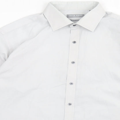 Mens UK Size 17 Jack Reid Grey  Button-Up Long Sleeve Casual Shirt