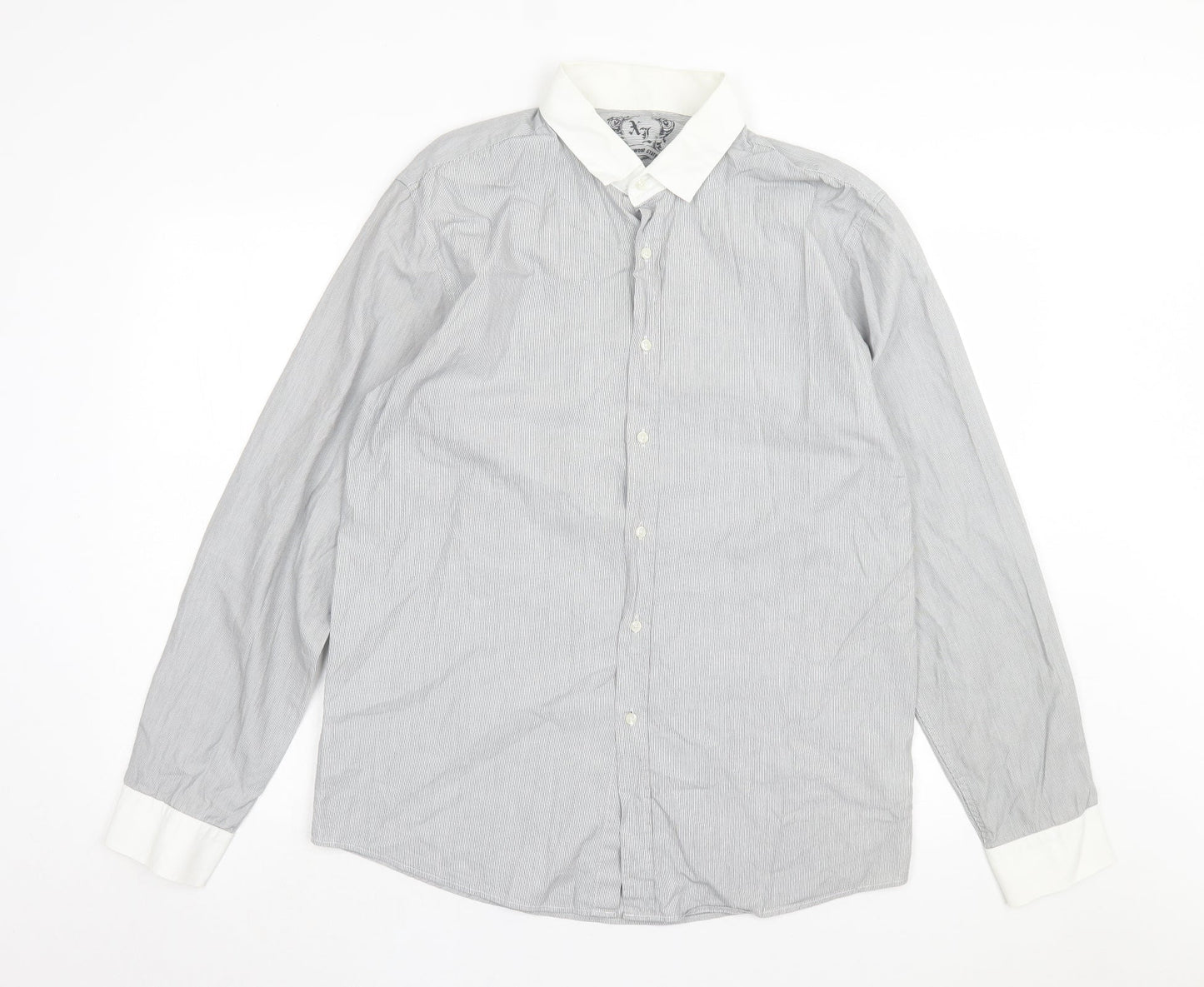 Mens UK Size XL Cedar Wood State Grey  Button-Up Long Sleeve Casual Shirt