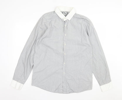 Mens UK Size XL Cedar Wood State Grey  Button-Up Long Sleeve Casual Shirt
