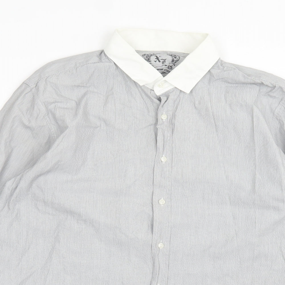 Mens UK Size XL Cedar Wood State Grey  Button-Up Long Sleeve Casual Shirt