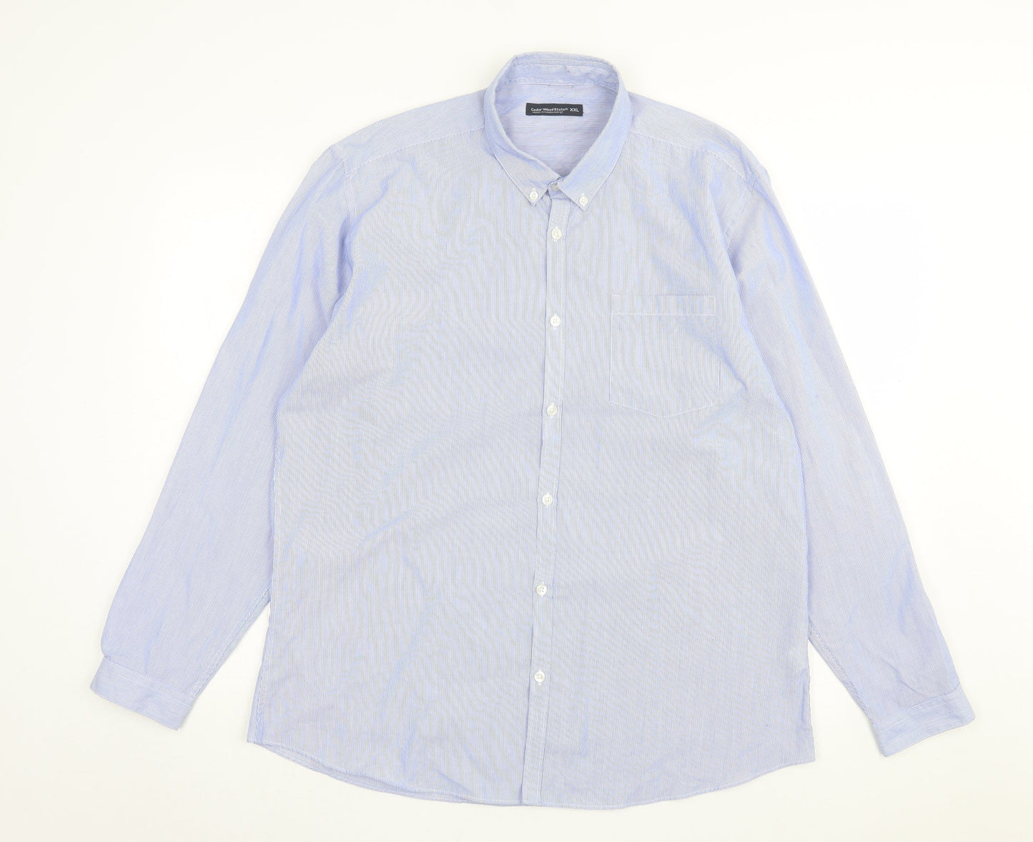 Mens UK Size 2XL Cedar Wood State Blue  Button-Up Long Sleeve Casual Shirt