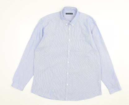 Mens UK Size 2XL Cedar Wood State Blue  Button-Up Long Sleeve Casual Shirt