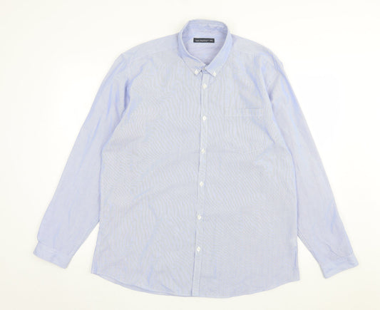 Mens UK Size 2XL Cedar Wood State Blue  Button-Up Long Sleeve Casual Shirt