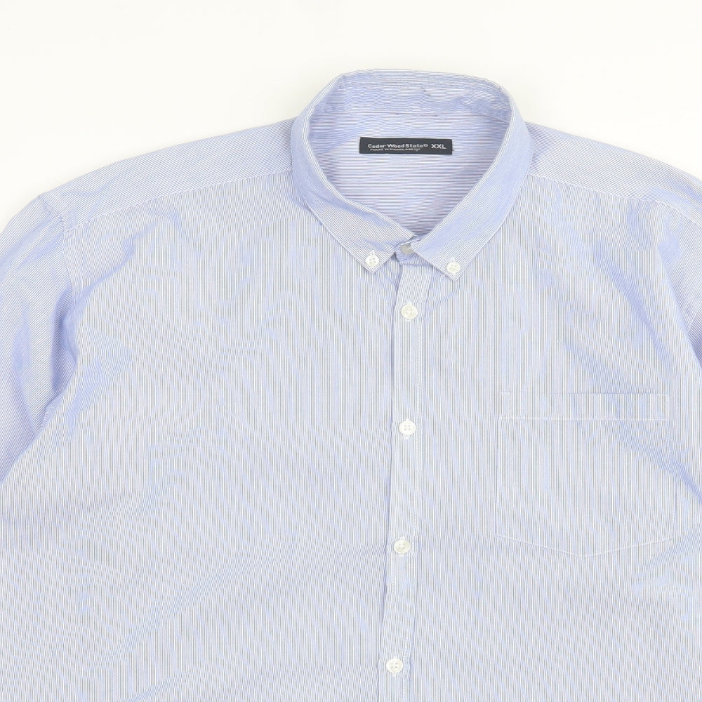 Mens UK Size 2XL Cedar Wood State Blue  Button-Up Long Sleeve Casual Shirt