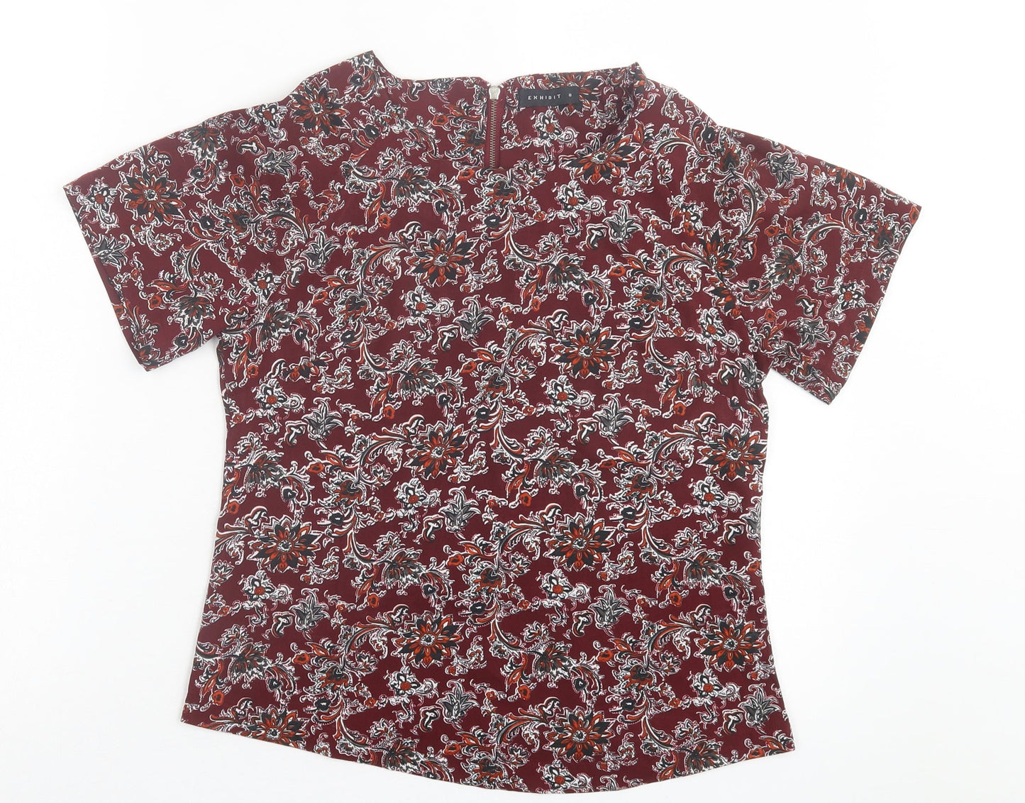 Womens UK Size 8 Exhibit Red Basic T-Shirt