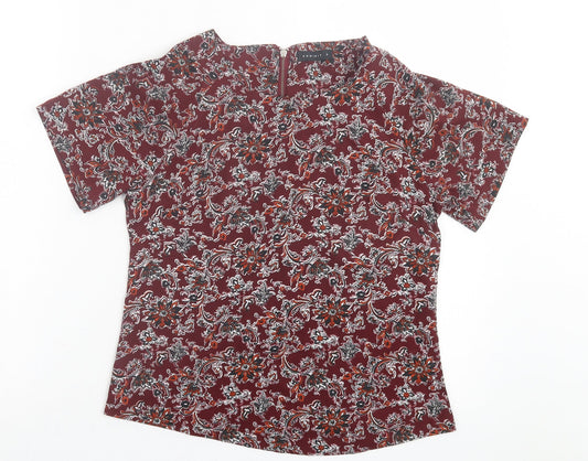 Womens UK Size 8 Exhibit Red Basic T-Shirt
