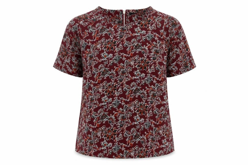 Womens UK Size 8 Exhibit Red Basic T-Shirt