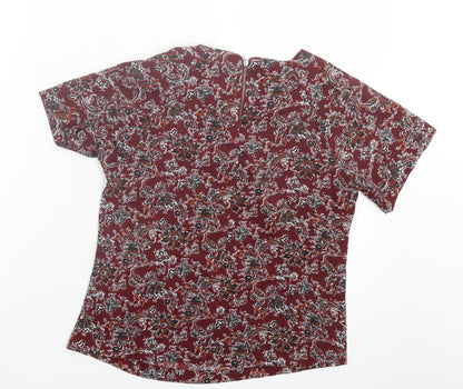 Womens UK Size 8 Exhibit Red Basic T-Shirt