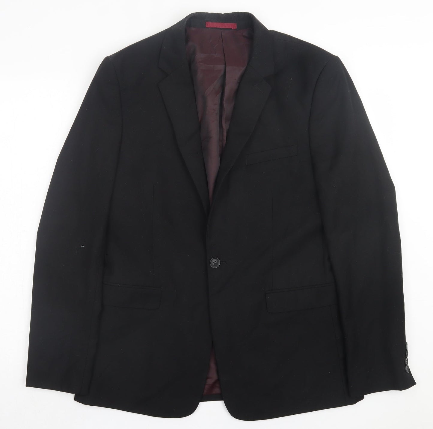 Topman Mens Black Polyester Jacket Suit Jacket Size 40