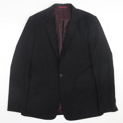 Topman Mens Black Polyester Jacket Suit Jacket Size 40