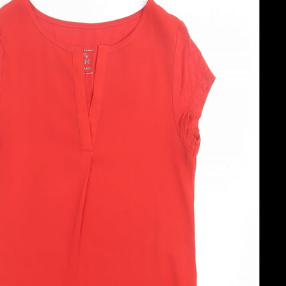 Camaïeu Womens Red Polyester Basic Tank Size XS V-Neck