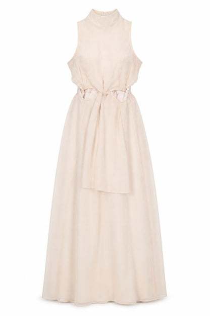 River Island Womens Pink Polyester Ball Gown Size 8 Halter Button