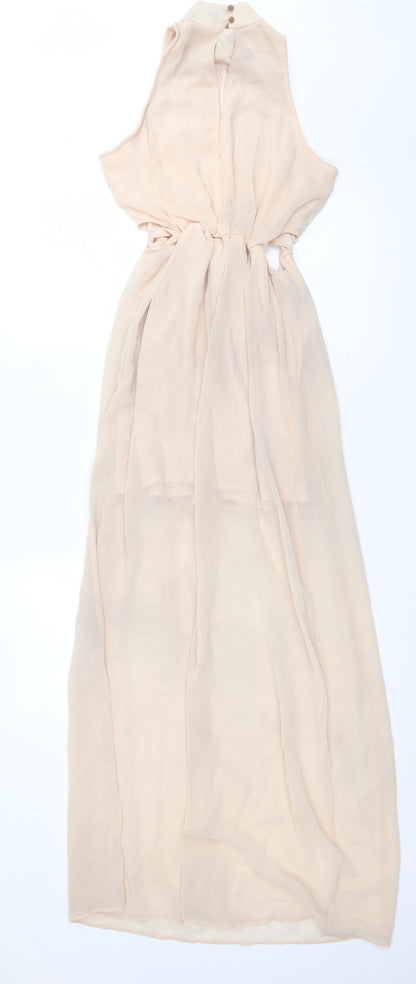 River Island Womens Pink Polyester Ball Gown Size 8 Halter Button
