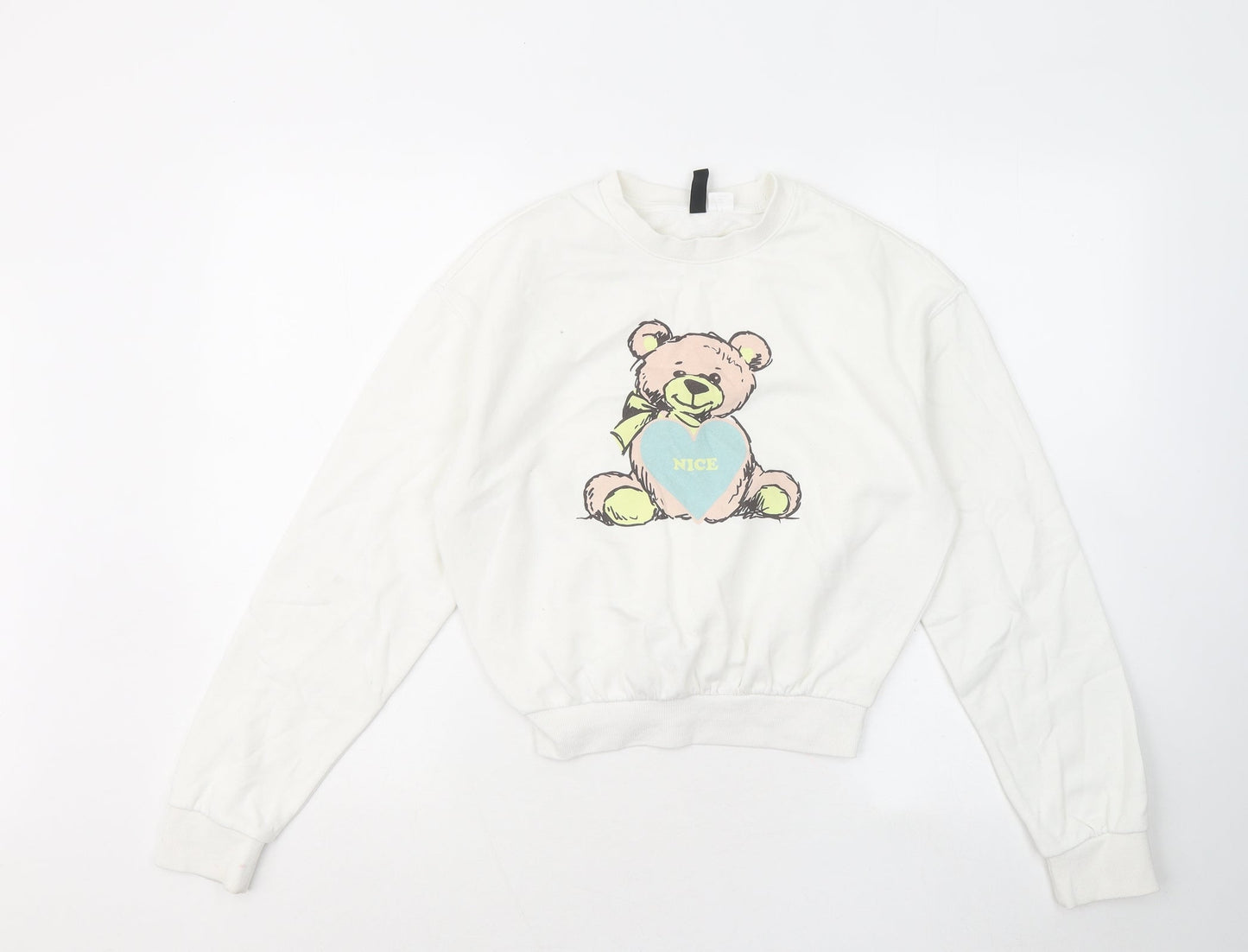 Womens UK Size 2XS Divided by H&M White Pullover Sweatshirt