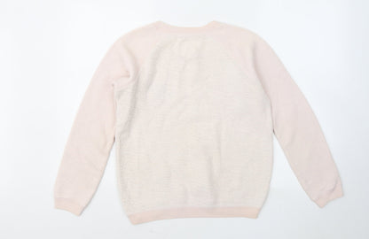 Jack Wills Womens Pink Round Neck Cotton Pullover Jumper Size 8