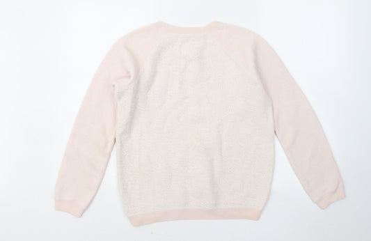 Jack Wills Womens Pink Round Neck Cotton Pullover Jumper Size 8