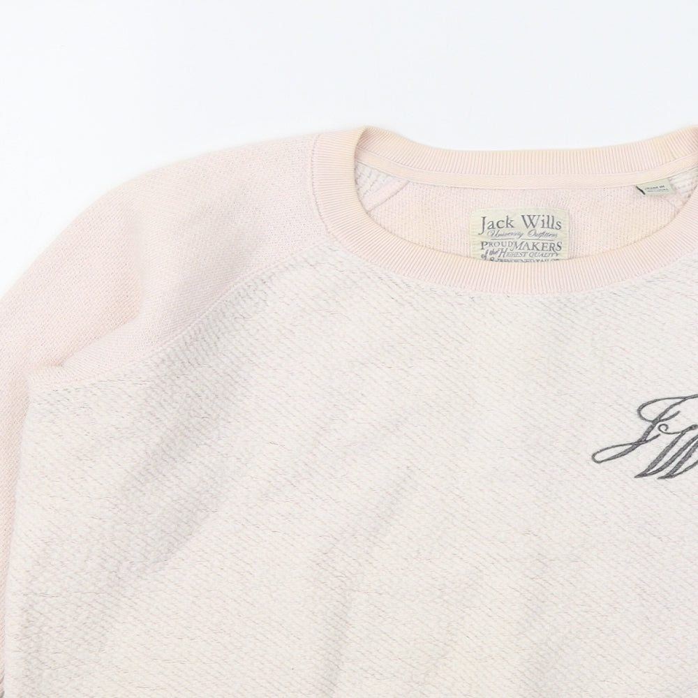 Jack Wills Womens Pink Round Neck Cotton Pullover Jumper Size 8