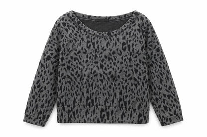 George Womens Grey Boat Neck Animal Print Polyester Pullover Jumper Size 8