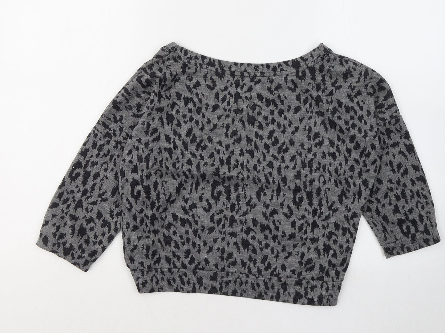 George Womens Grey Boat Neck Animal Print Polyester Pullover Jumper Size 8