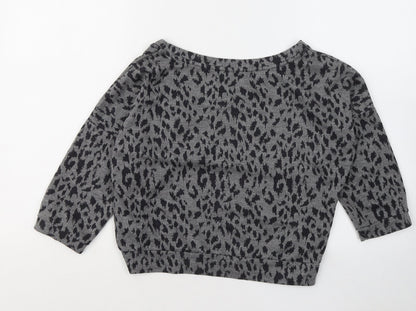 George Womens Grey Boat Neck Animal Print Polyester Pullover Jumper Size 8
