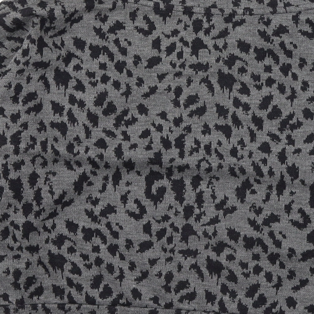 George Womens Grey Boat Neck Animal Print Polyester Pullover Jumper Size 8