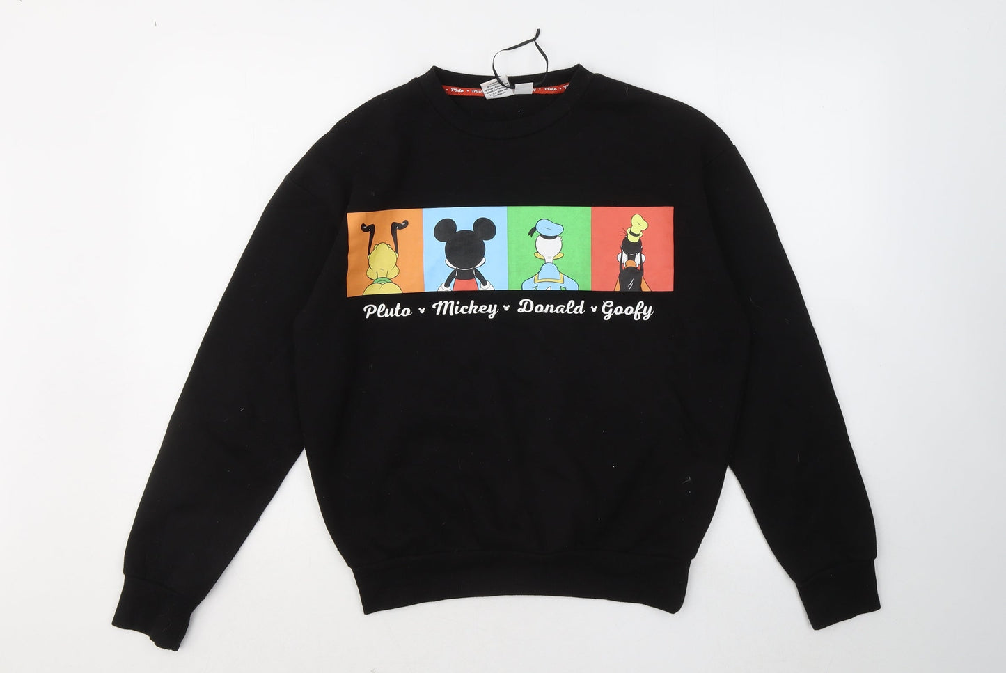 Primark Womens Black Cotton Pullover Sweatshirt Size 4 - Mickey and Friends