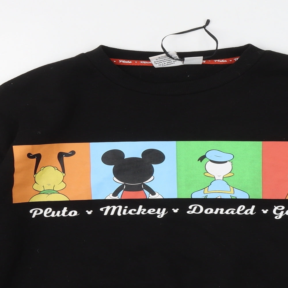 Primark Womens Black Cotton Pullover Sweatshirt Size 4 - Mickey and Friends