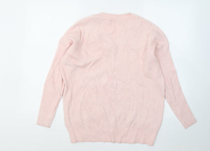 George Womens Pink V-Neck Viscose Pullover Jumper Size 12