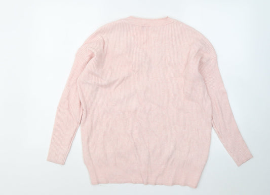 George Womens Pink V-Neck Viscose Pullover Jumper Size 12