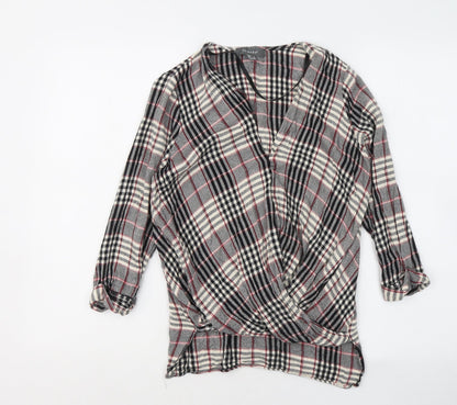 Primark Womens Multicoloured V-Neck Plaid Viscose Pullover Jumper Size 8