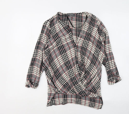 Primark Womens Multicoloured V-Neck Plaid Viscose Pullover Jumper Size 8